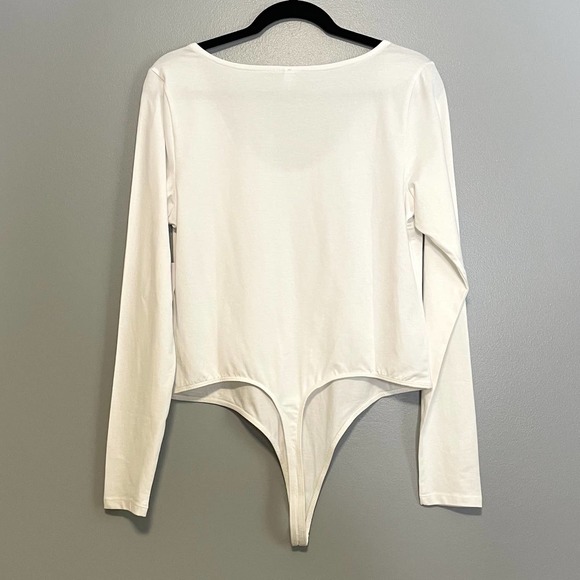 BP White Stretch Cotton Long Sleeve Thong Bodysuit NEW XL - Picture 4 of 4